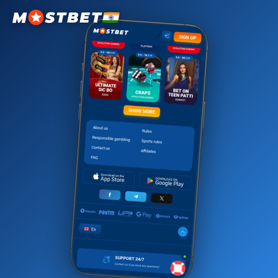 Mostbet mobile app displaying live match tiles on a smartphone screen
