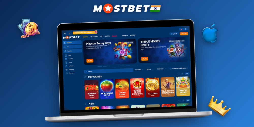 Mostbet online casino interface on laptop and phone with slots and roulette