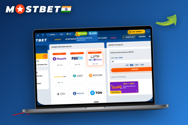 How to deposit in Mostbet cashier using promo code to unlock the welcome bonus